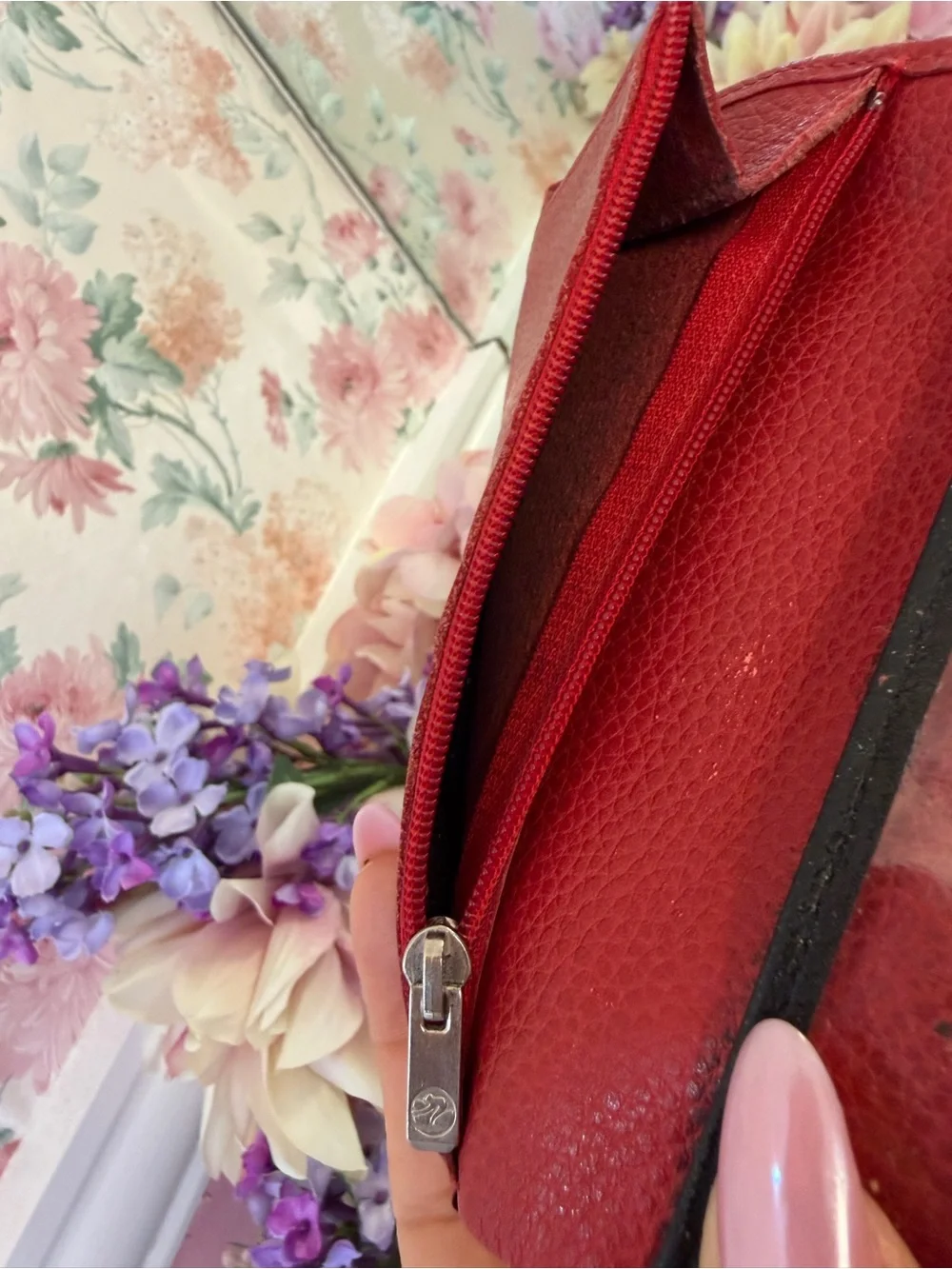 Vintage Longchamp Red Pebbled Leather Passport Wallet